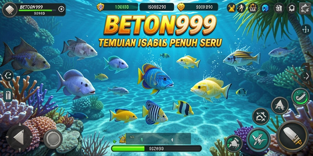 Menampilkan gameplay seru BETON999 saat menembak ikan.