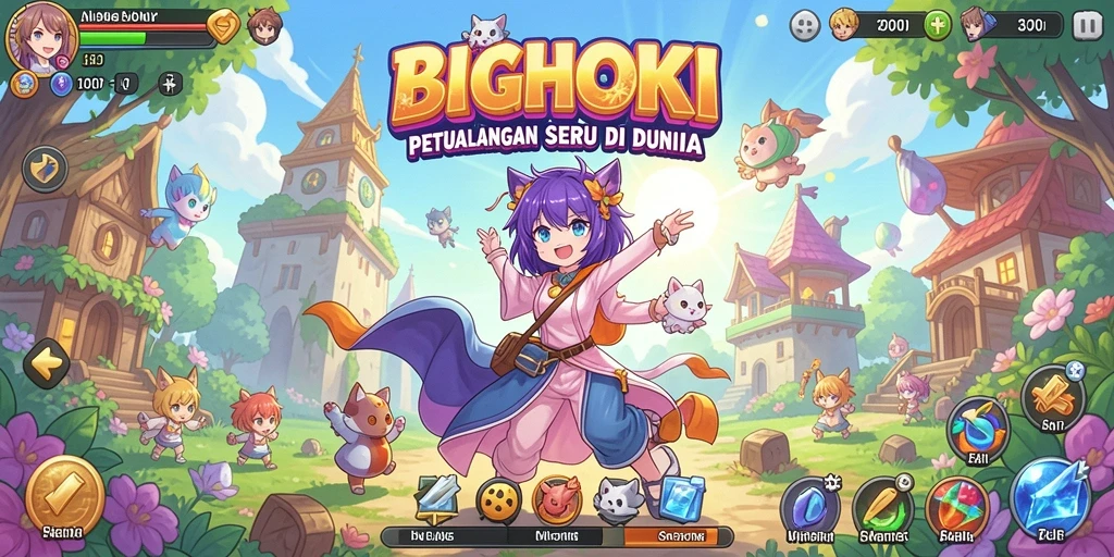 Tampilan action seru dalam permainan BIGHOKI dengan karakter anime.