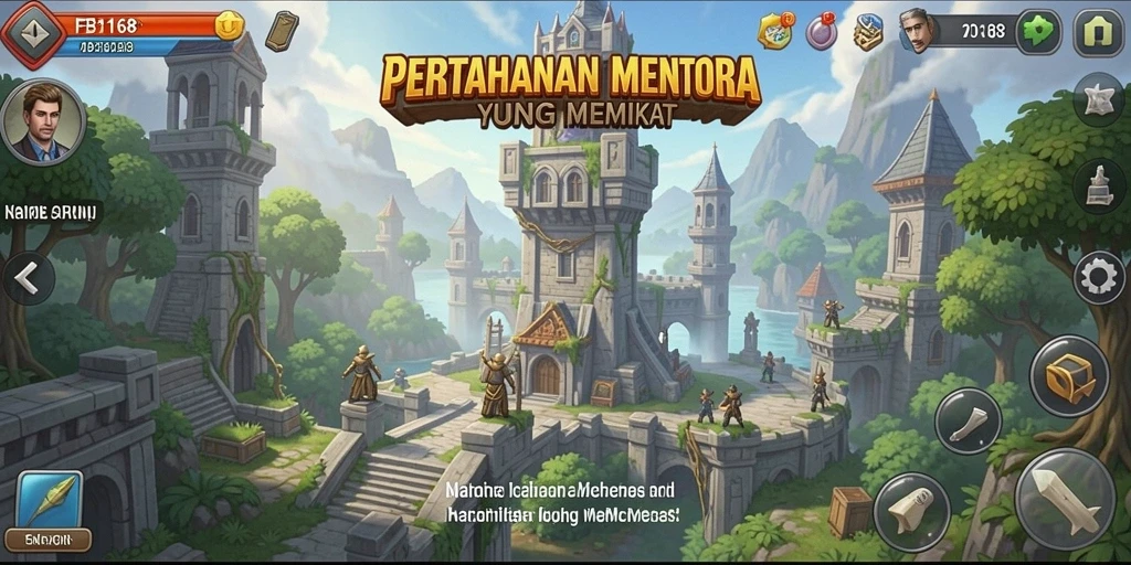 Screenshot menunjukkan aksi seru permainan Tower Defense FB168.