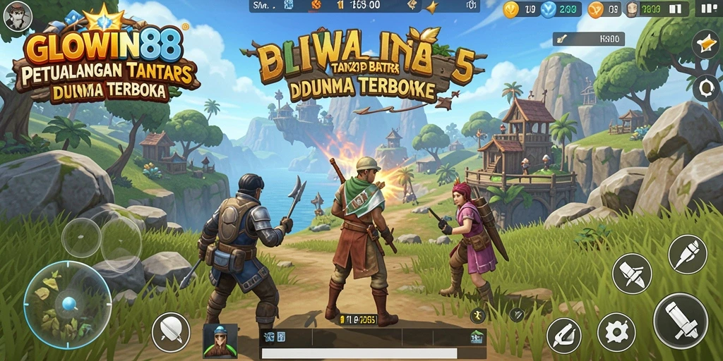 Tangkapan layar gameplay GLOWIN88 menampilkan petualangan di dunia terbuka yang luas.
