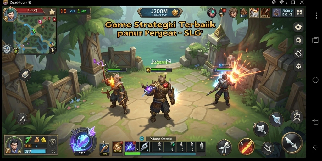 Screenshot gameplay J200M yang menunjukkan serunya pertempuran strategi.