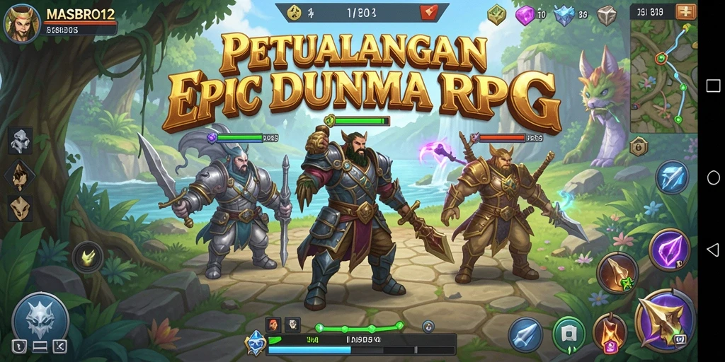 Tangkapan layar <strong>MASBRO12</strong> menampilkan aksi pertempuran yang seru di dunia RPG.