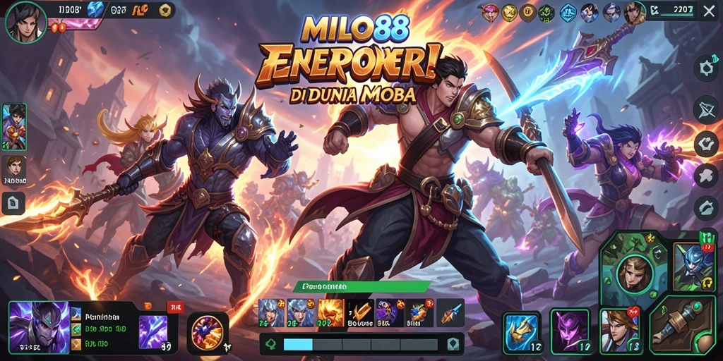 Tangkapan layar MOBA dengan aksi pertempuran yang mendebarkan.