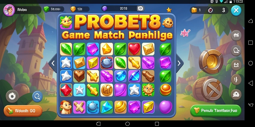 Screenshot PROBET88 menampilkan momen seru dari gameplay Match-3.