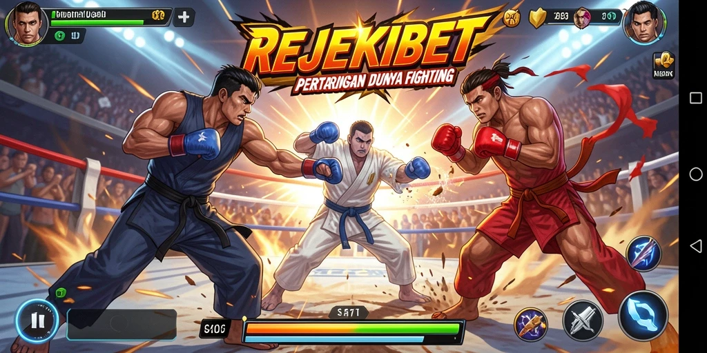 Tangkapan layar menampilkan pertarungan intens dalam game Fighting.