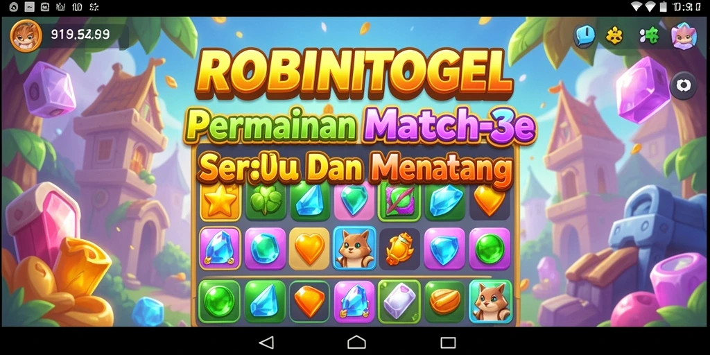 Tampilan gameplay <strong>ROBINTOGEL</strong> yang seru dalam aksi Match-3.