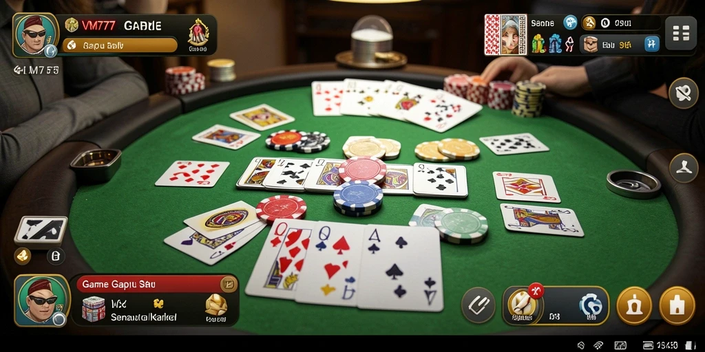Tampilan gameplay Gaple yang seru dan interaktif di VM777.