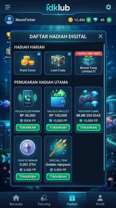 Screenshot aplikasi idklub dengan antarmuka yang intuitif.